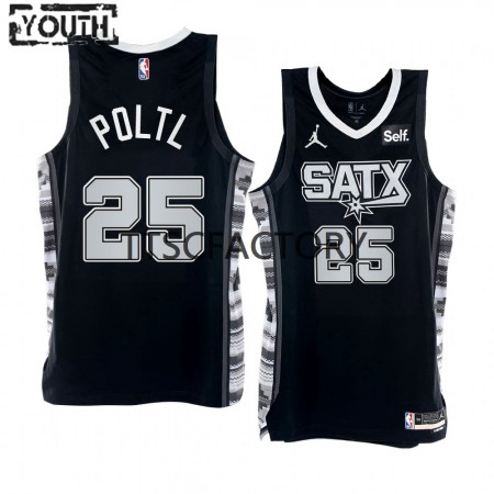 Maillot Enfant San Antonio Spurs Jakob Poeltl 25 Nike 2022-23 Statement Edition Noir Swingman